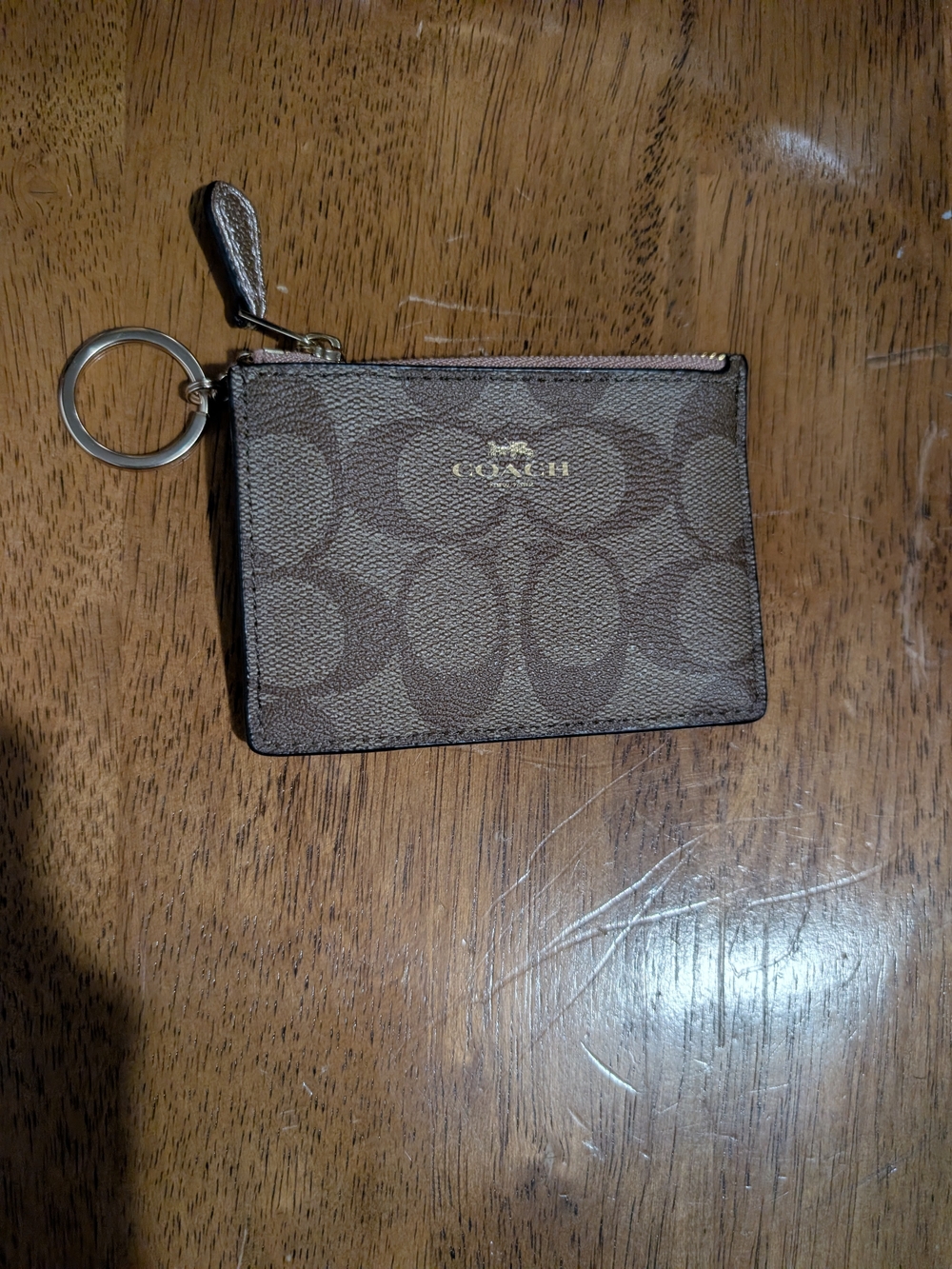COACH Brown Signature Card Case And Change Purse With Key Ring